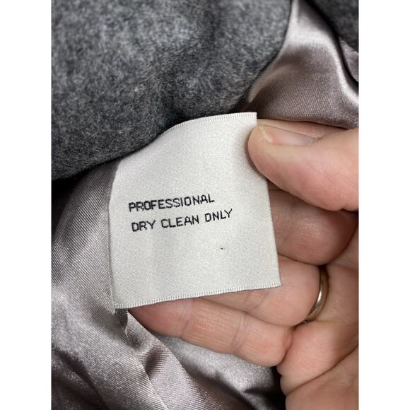 Kenneth Cole Coat Womens Sz 8 Gray Belted Wool Blend Trench Coat Satin Lined - Picture 11 of 15